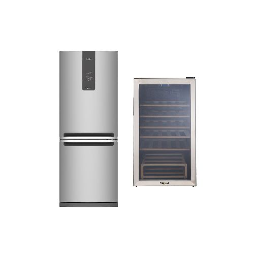 Combo Avería 3 Refrigerador Bottom Mount Xpert Inverter 484 L / 17 p3 Acero Inoxidable WRE57BKTWW y Cava de vinos acero inoxidable 33 botellas - Whirlpool Ecuador | Lavadoras, secadoras, refrigeradoras y más