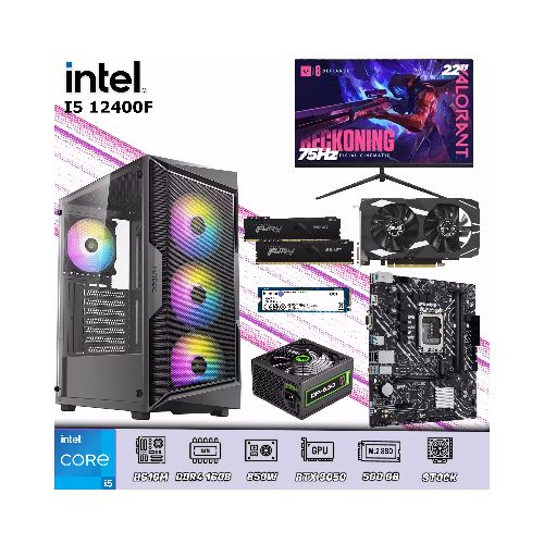 PC Gamer Intel I5 12400F | 16GB DDR4 | 500GB 4.0 | RTX 3050 | Monitor 22 100Hz | Quito Ecuador