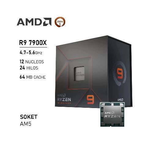 Procesador AMD Ryzen 9 7900X 4.7GHz 12 Núcleos 24 Hilos AM5 | Quito Ecuador