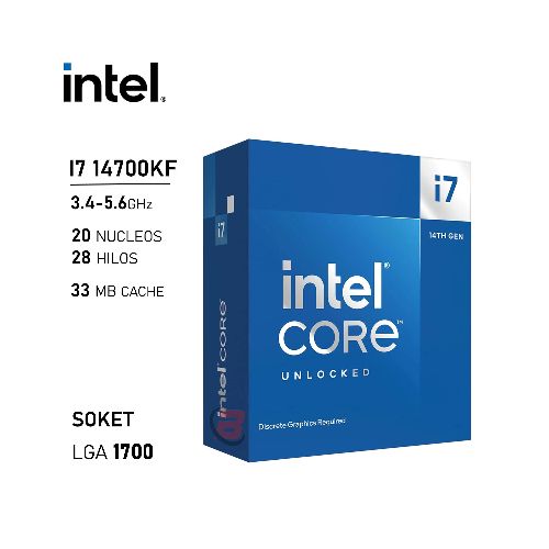 Procesador Intel Core i7 14700KF 3.4GHz 20 Núcleos 28 Hilos LGA1700 14va | Quito Ecuador