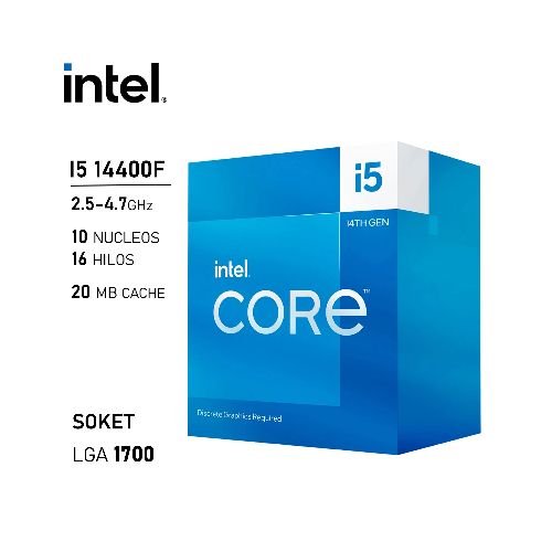 Procesador Intel Core i5 14400F 2.5 - 4.7GHz 10 Núcleos 16 Hilos LGA1700 14va | Quito Ecuador