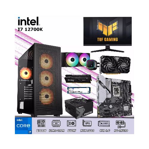 PC Gamer Intel I7 12700K | 32GB DDR4 | 1TB 4.0 | RTX 4060 | Monitor 24 180Hz | Quito Ecuador