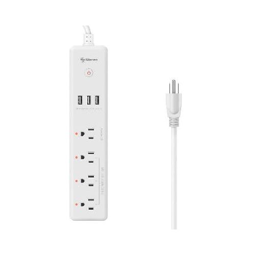 Multicontacto Steren SHOME-300 4 salidas y 3 triple cargador usb color blanco