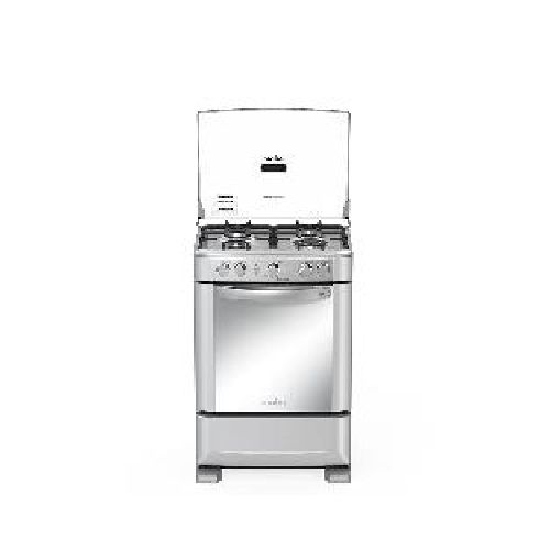 Cocina a gas Mabe EM6040FG1 4 quemadores triple corona 60cm parrilla del horno autodeslizable puerta panoramica color silver