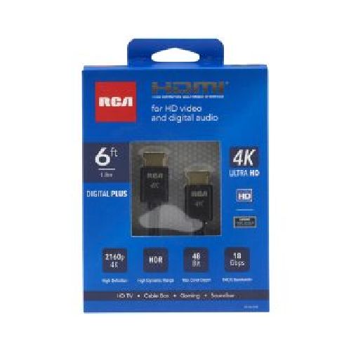 Cable hdmi Rca DH6HHE 6 pies 1.8 mts revestimiento de oro color negro