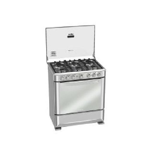 Cocina a gas Mabe EM7630FX0 6 quemadores grill a gas 76cm parrilla autodeslizable color acero inoxidable