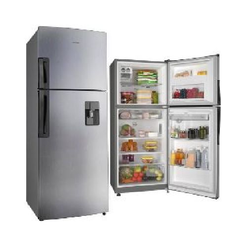 Refrigeradora Whirlpool WRJ43AKTWW 398 litros top freezer superficie antifingerprint antihuellas color croma