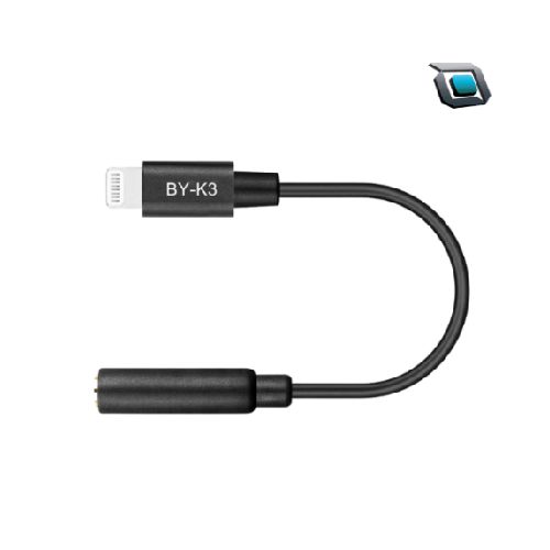 Adaptador Boya BY-K3, TRRS hembra 3.5mm a Lightning macho, para Iphone