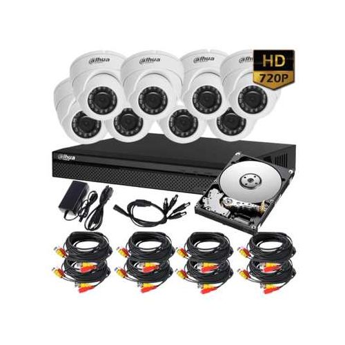 Kit de 8 cámaras de seguridad tipo Domo + DVR + Disco duro 1tb  