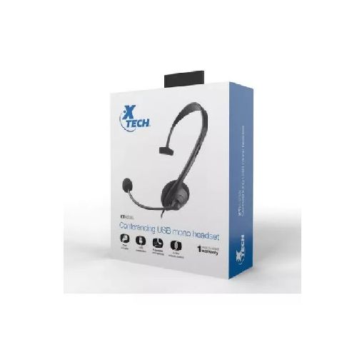 AURICULARES MONOAURAL XTECH USB PARA VIDEOCONFERENCIA 1.95M  