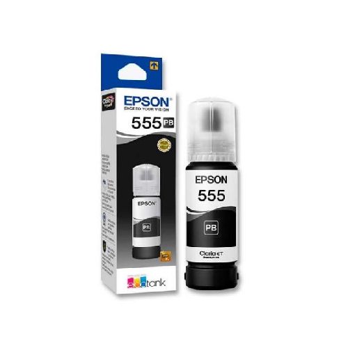 BOTELLA DE TINTA EPSON 555 NEGRA PHOTO ORIGINAL 70ML  