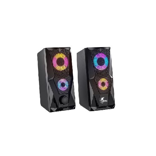 PARLANTE ESTEREO MULTIMEDIA XTECH FIRESHOT 2.0 CON LUCES LED  