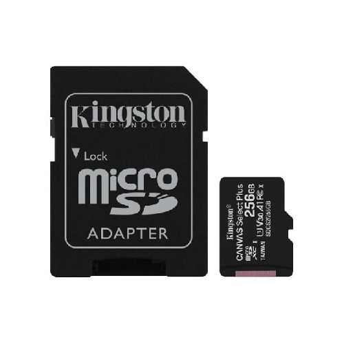 TARJETA DE MEMORIA MICRO SD HC CANVAS DE 256GB CLASE 10 CON ADAPTADOR SD  KINGSTON