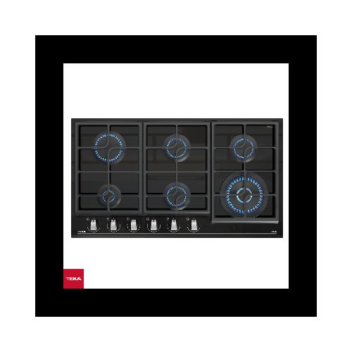 Encimera A Gas Empotrable Teka 6 Quemadores 90cm Vidrio Negro GZC 96310