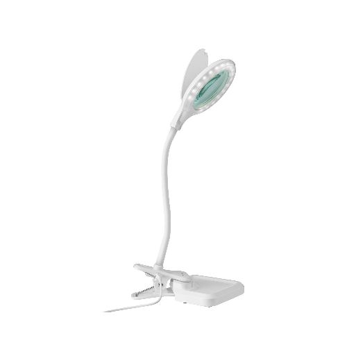 Lámpara LED con lupa (3x), cuello flexible y pinza  