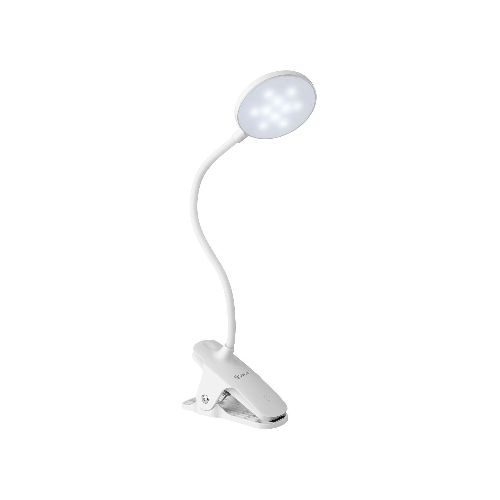 Lámpara LED con batería recargable, cuello flexible y pinza  