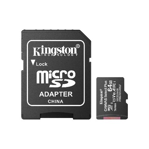 Memoria microSD de 64 GB Kingston, clase U1, V10, A1  