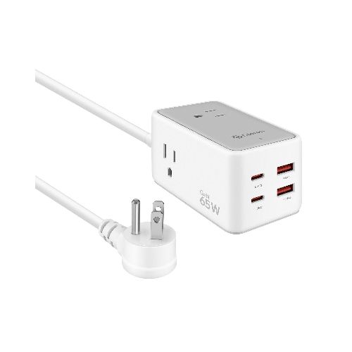 Cargador GaN USB C PD 65 W / USB QC 18 W con multicontactos  