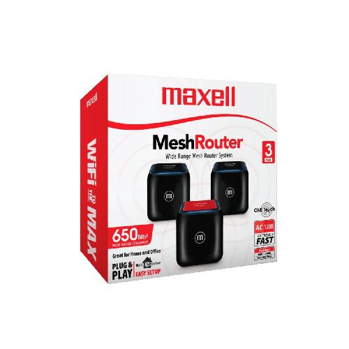 Router Mesh Maxell 5ghz + 2.4ghz 867 + 300 Mbps 3 Pack 650 Mts2 Negro | Comsucre Online