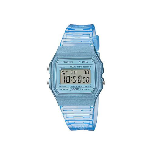 Reloj Casio Digital Celeste Traslúcido Hombre -F-91WS-2DF | Comsucre Online