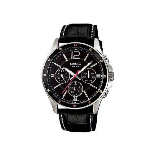 Reloj Casio Análogo Negro Hombre-MTP-1374L-7A1VDF | Comsucre Online