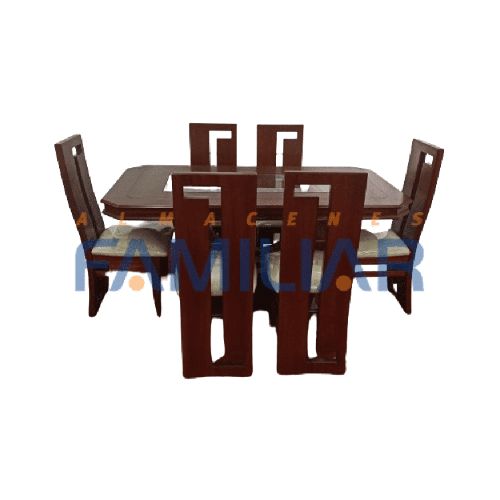 Juego de comedor oña universal lineal madera c/6 sillas | Almacenes Familiar