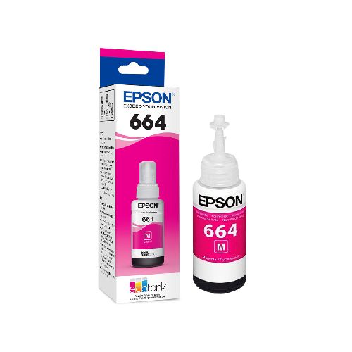 Botella de Tinta Epson T664 Magenta 70Ml -L220, L380, L355, L395, L375, L555, L495, L575, L565, L1455, L655 - Novicompu, lo mismo pero mas barato