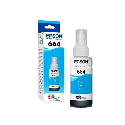 Botella de Tinta Epson T664 Cyan 70Ml -L220, L380, L355, L395, L375, L555, L495, L575, L565, L1455, L655 - Novicompu, lo mismo pero mas barato