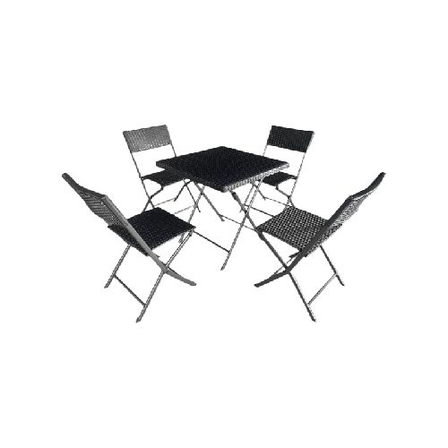 Juego Comedor Mesa Cuatro Sillas
  Plegables Mimbre Exterior  