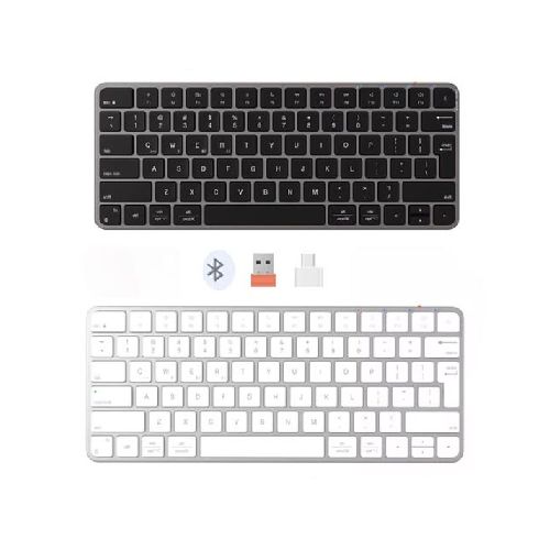 Teclado Inalámbrico K210 – Bluetooth + USB 2.4G (Blanco y Negro)  