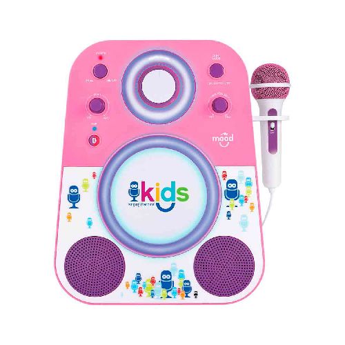 Singing Machine Kids Mood - Sistema de Karaoke para Niños con Luces LED y Micrófono - Rosado - SMK-250PP - Maxitec