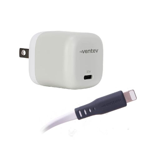 Ventev 20W PD USB-C Mini Cargador de Pared: Carga Rápida y Segura para Dispositivos Apple - WC20-CL261498 - Maxitec