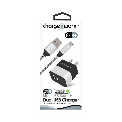 Cargador de Pared Dual USB 2.4A y Cable Micro USB - Eficiencia y Alcance en Cada Carga - CX3216SL - Maxitec