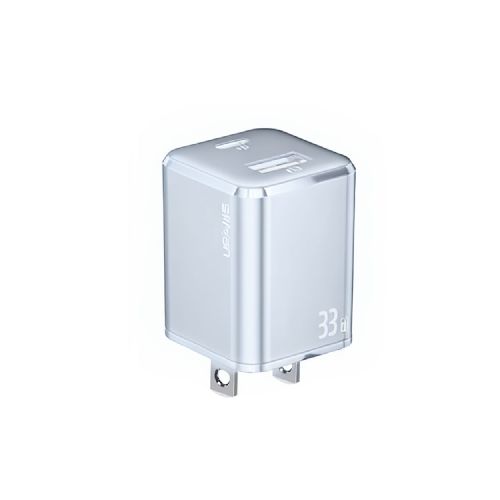 Cargador USAMS 33W GaN PD QC con Doble Puerto, Carga Rápida - Blanco - CC157TC02 - Maxitec