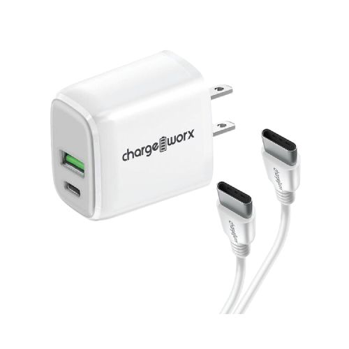 Cargador de pared con puerto dual USB-A y C de 20W con cable - CHA-CX3012WH - Maxitec