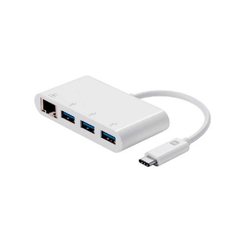 Hub usb-c de 3 puertos usb 3.0 y adaptador ethernet - 14503 - Maxitec