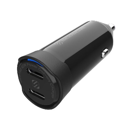 Cargador dual para vehículo USB tipo C PowerVolt 60W - CPDCC60-SP - Maxitec