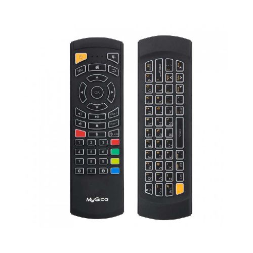 Control remoto air mouse para TvBox, PC, Smart Tv con teclado QWERTY, micrófono e iluminación - KR303 - Maxitec