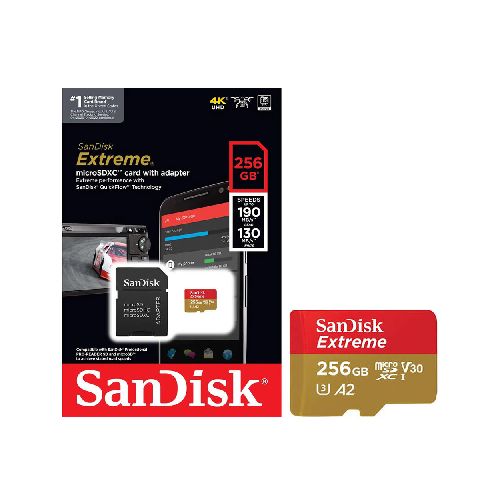 Memoria MicroSD XC Sandisk Extreme 256GB A2 UHS-I U3 V30 - GADGETSTORE.EC