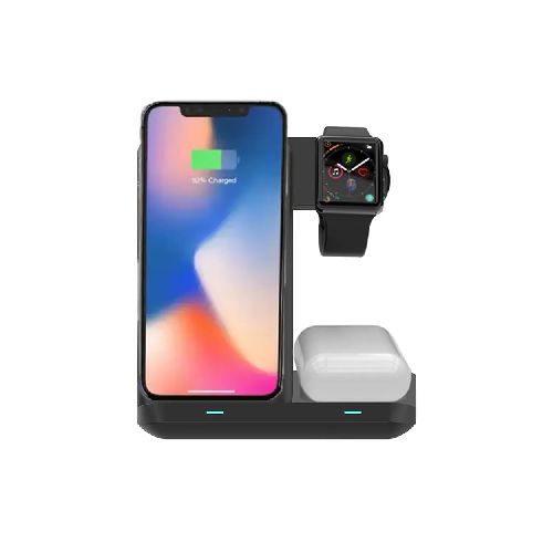 Base Cargador Inalámbrico 3en1 Apple Watch iPhone Celular 15W Foldable - GADGETSTORE.EC