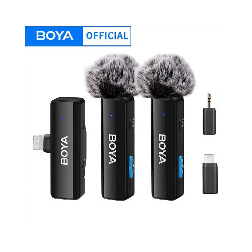 Microfonos dobles Boya BoyaLink A2 USB-C + Lightining + 3.5mm TRS NC - GADGETSTORE.EC