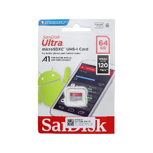 Memoria Micro Sd 64gb Sandisk Ultra Clase 10 Sdhc 120mb/s - GADGETSTORE.EC