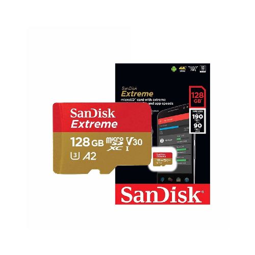 Memoria MicroSD XC Sandisk Extreme 128GB A2 UHS-I U3 V30 - GADGETSTORE.EC