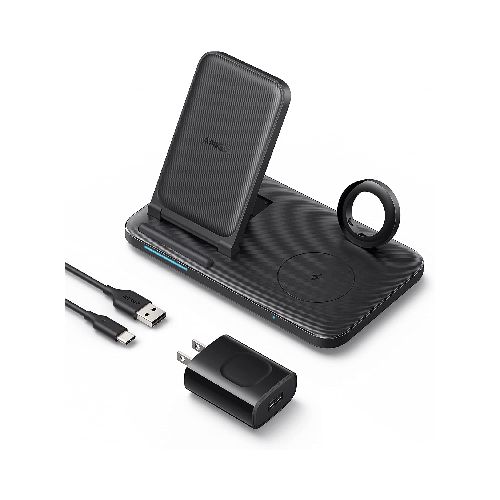 Anker 335 Estación de Carga Inalámbrica 3 en 1 para iPhone 12/13 Mini/Pro/Max, AirPods Pro y Apple Watch Series 7/SE (cable del reloj no incluido)  