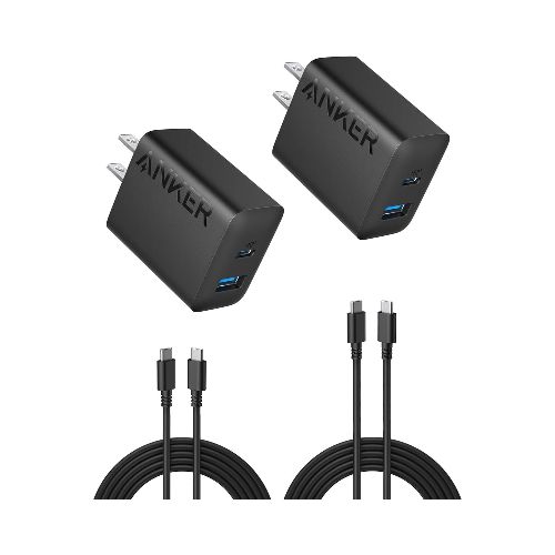 Anker Cargador 20W Pack de 2 con 2 Cables USB-C 1.5 metros