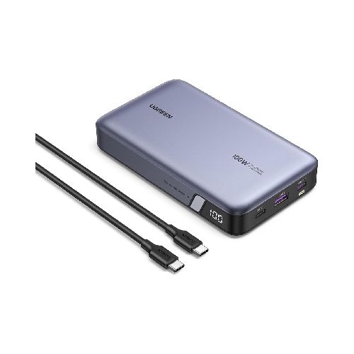 UGREEN 100W 20000mAh Power Bank Nexode 3-Puertos PD3.0, con pantalla para MacBook, Laptop, iPhone 15/14/13/12 Series, Samsung, AirPods y más  