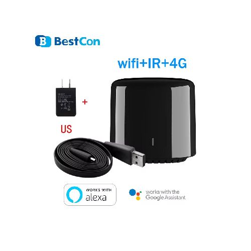 Broadlink BestCon Rm Mini 4 RM4C Control Remoto Universal Inteligente Alexa y Google con Adaptador de Corriente  